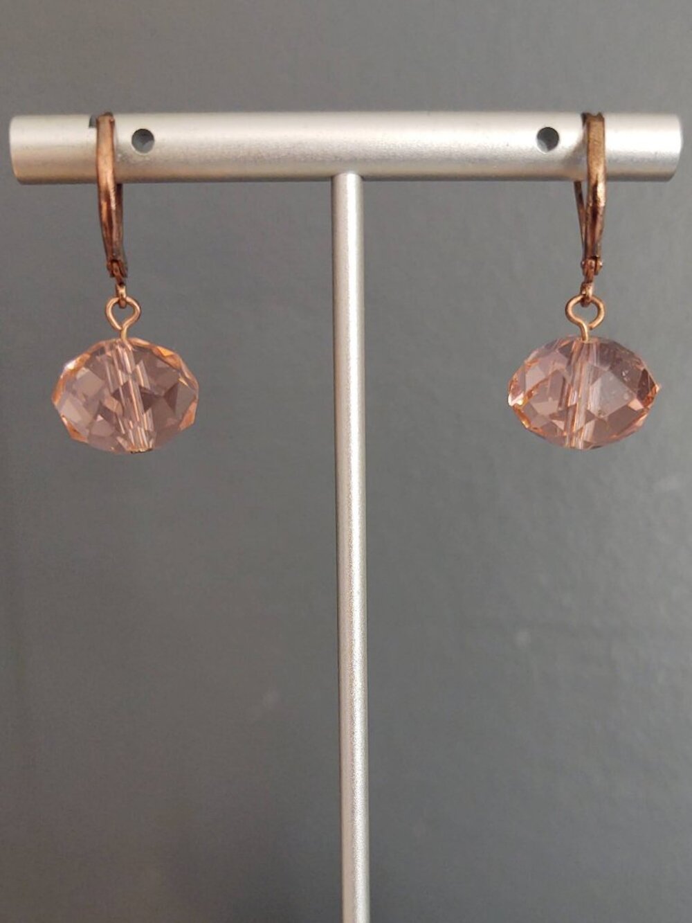 Pink glass drop earrings